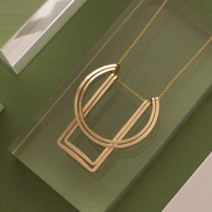 Art Deco Geometric Necklace: 14K Gold Fill or Sterling Silver