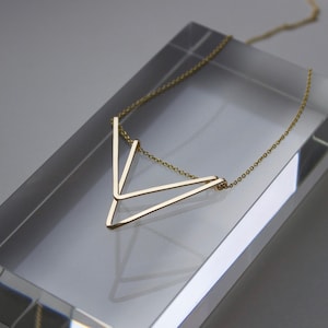 Art Deco Necklace, Handmade Gold Geometric, Triangle, Sterling Silver, 14K Gold Fill, Delicate, Minimalist Jewelry, Gifts For Her, For Them image 3