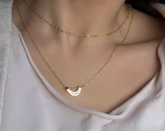 Minimalist Rainbow Necklace, Dainty Everyday Jewelry in 14K Gold Fill or Sterling Silver