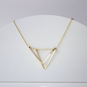 Art Deco Triangle Necklace, Geometric Minimalist Jewelry in 14K Gold Fill or Sterling Silver