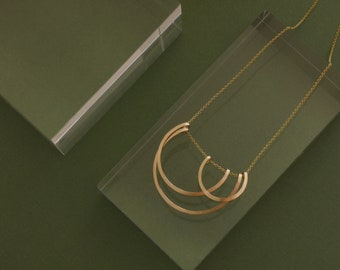 Cloud Pendant Necklace, Art Deco Geometric Design in 14K Gold Fill or 925 Sterling Silver