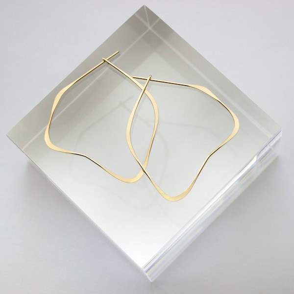 Minimalist Gold Handmade, Lightweight Statement Earrings, Gold-Fill, Organic, L.Greenwalt Jewelry, Geometric, Threader, Gifts For Her, Them