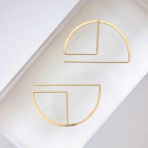 Handmade Gold Art Deco Earrings, Minimalist, Profile, Streamline, Modern Jewelry, Sterling Silver, Geometric, Gifts for Her, Gifts For Them