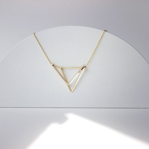 Art Deco Triangle Necklace, Geometric Minimalist Jewelry in 14K Gold Fill or Sterling Silver