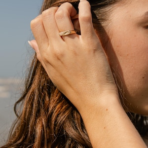 Modern Signet Ring, Balance, Sleek Stacking Ring, Hand Carved, High Shine Finish, Made in Portland, Bronze, Sterling Silver, Modern Jewelry