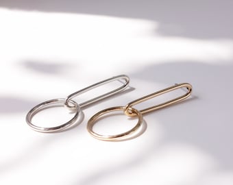 Boucles d'oreilles à maillons longs, boucles d'oreilles pendantes, bijoux minimalistes, remplissage d'or 14 carats, argent sterling, cadeaux pour elle, cadeaux pour elles, bijoux slow fashion