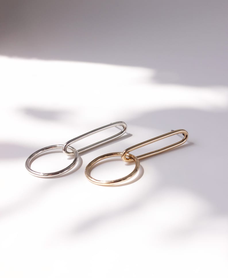 Long link earrings, dangle earrings, Minimalist jewelry, 14K gold fill, Sterling silver, Gifts for her, Gifts for them, Slow fashion jewelry 画像 1