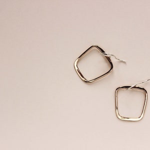 Soft Square Earring, L.Greenwalt Jewelry, Bronze, Sterling Silver, Gold fill, Geometric, Shapes, Square, Abstract Jewelry For her, them