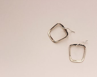 Soft Square Earring, L.Greenwalt Jewelry, Bronze, Sterling Silver, Gold fill, Geometric, Shapes, Square, Abstract Jewelry For her, them