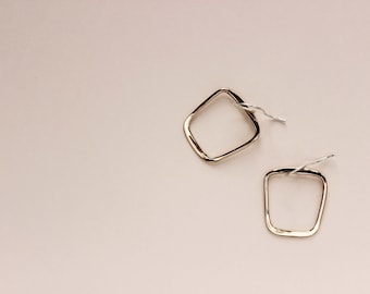 Abstract Square Earrings, Soft Geometric Design in Bronze, 14K Gold Fill or Sterling Silver