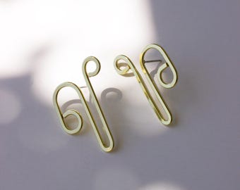 Abstract Linear Modern Statement Earrings, Small Version, Brass or 925 Sterling Silver