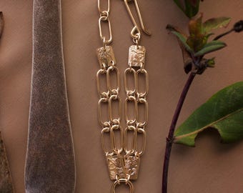 14K Gold Filled Floral Link Bracelet, Elegant Chain, Fine Handmade Jewelry, Heirloom-Inspired Gift, OOAK