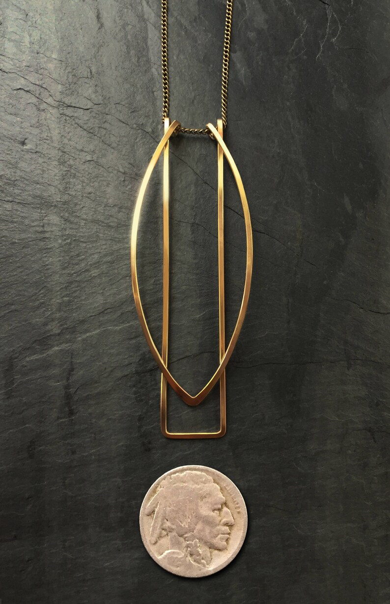 Gold Geometric Necklace Architectural Jewelry 14K Goldfill Etsy