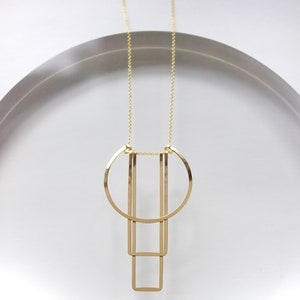 Handmade Art Deco Gold Necklace, Delicate, Gifts for Architects, Gifts for Her, Gifts for Them, Silver, Hammered, Minimalist, Geometric image 5