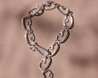 Handmade Abstract Chain Link, “Profile”: Available in Bronze or 925 Sterling Silver.