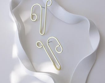 Large Abstract Earrings – Modern Sculptural Statement Earrings in Brass or Sterling Silver