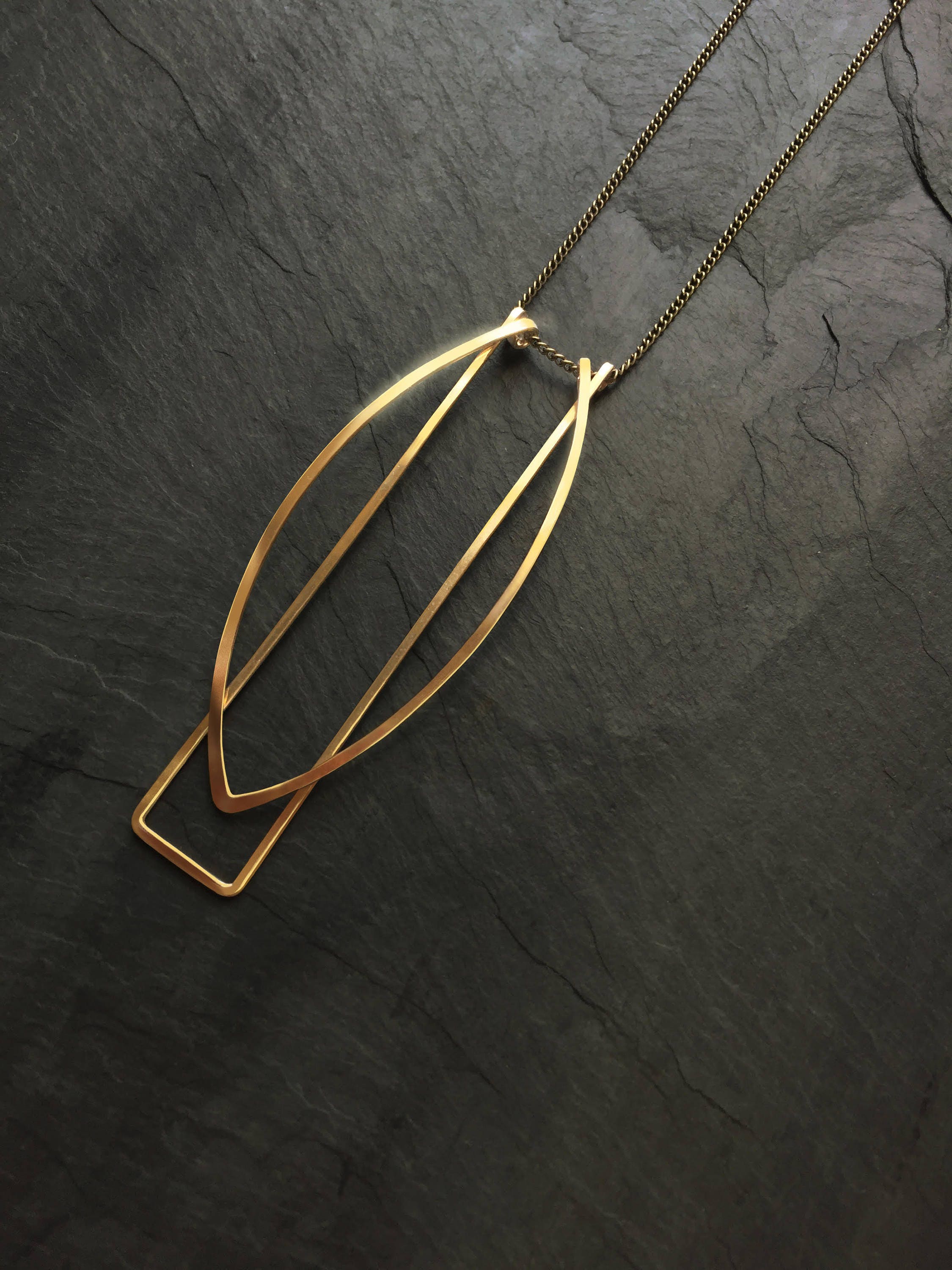 Gold Geometric Necklace Architectural Jewelry 14K Goldfill Etsy