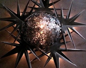 North Star Metal Wall Art and Lighting Piece
