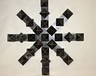 Large Metal Stud Pyramid Snowflake Design Aluminum Metal Wall art