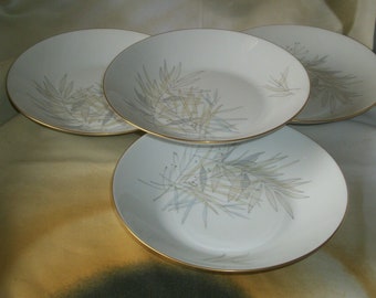 Vintage Raymond Loewy Ermine Salad Plates Made in Germany Raymond Loewy Alencon Frosted White Rose Design Elegant Mid Century Salad Plates