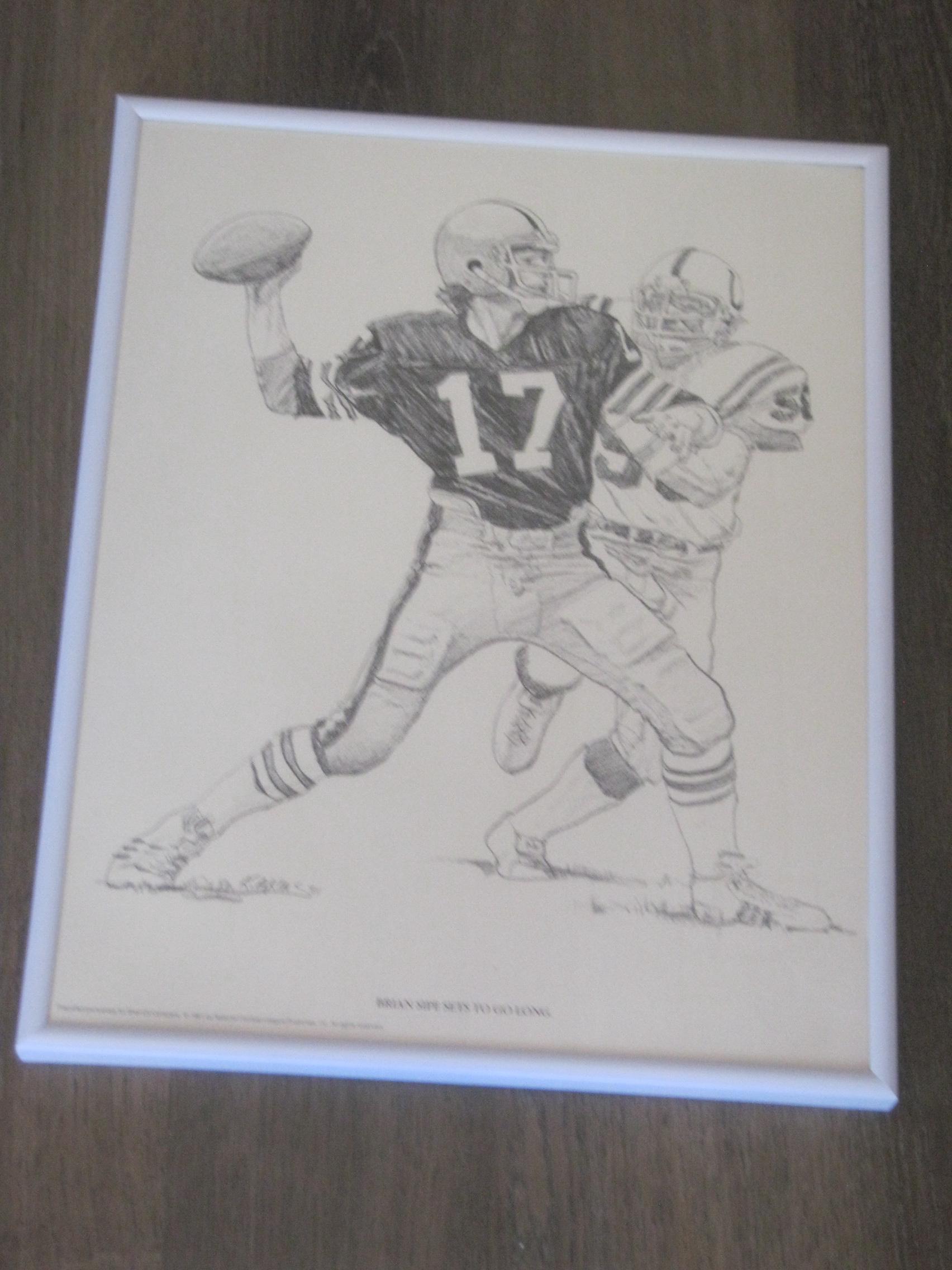 11 by 14 inch Kardiac Kids Print Brian Sipe 1981 Cleveland Brown 11 x 14 framed Sketch by K Atkins
