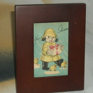 1950's Framed Welcome Baby Shower Félicitations Carte de voeux Bureau Décor