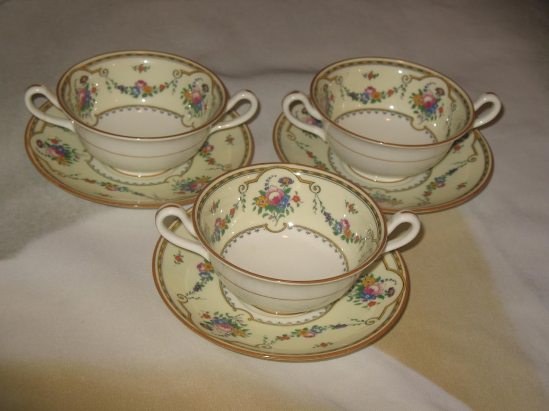 Set of 3 Couldon Double Handled Cream Soup Bowls Sledmere* - Etsy