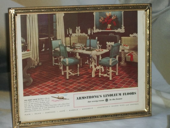 1940 S Framed Ad Armstrong Linoleum Better Homes Gardens Magazine Desk Wall Decor