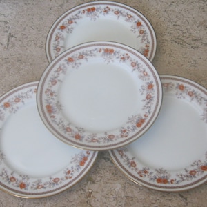 Set of 4 Lenox Russet Blossom Gold Trimmed 10 1/4 inch Dinner Plates Bouquet Collection