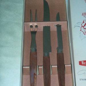Vintage Regent Sheffield Cutlery Set Guaranteed Forever Sharp Stainless Steel Blades Original Vintage box