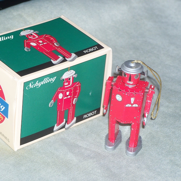 Vintage 1997 Schylling Robot Tin Ornament