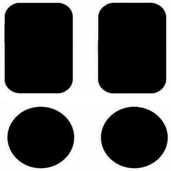 Plaques métalliques pour support de téléphone, plaque de rechange universelle pour disque métallique, support adhésif puissant pour voiture 2 rectangles, 2 ronds (noir)