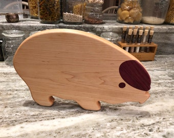 Pig Shaped Cutting Board (Maple, Purple Heart Inlay)