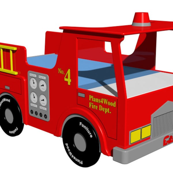 Digital Download: Fire Truck (Twin Size) Bed Woodworking Plan