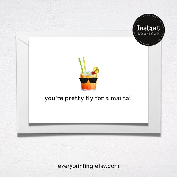 Fly For A Mai Tai Thank You Card Digital Download