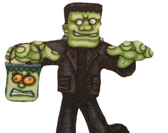 Frankenstein Monster Halloween Iron On Fabric Transfer Applique - 534