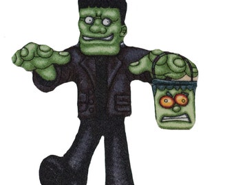 Frankenstein Monster Halloween Iron On Fabric Transfer Applique - 542