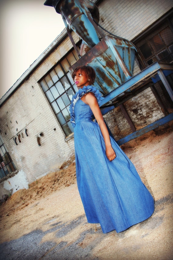 denim ball gown