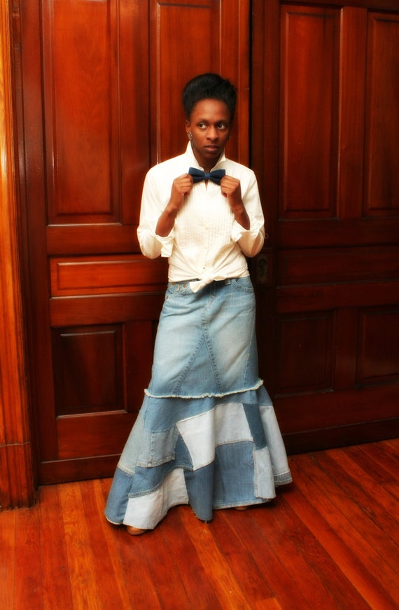 long denim mermaid skirt