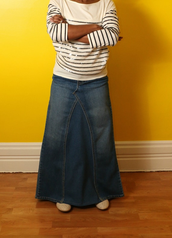 girls long denim skirt