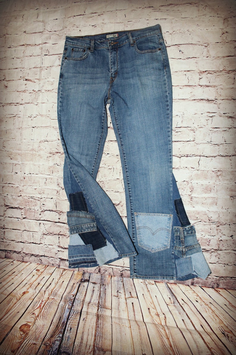 Levi Patch Bell Bottom Rocker Jeans Men 
