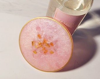 Light rose pink resin coaster | Pink Gold | Geode Agate | Home decor - Set of 1