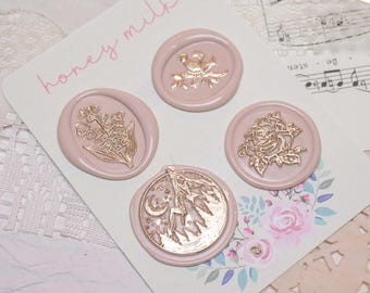 Handcrafted Wax Seal Stickers: Floral & Celestial Ephemera