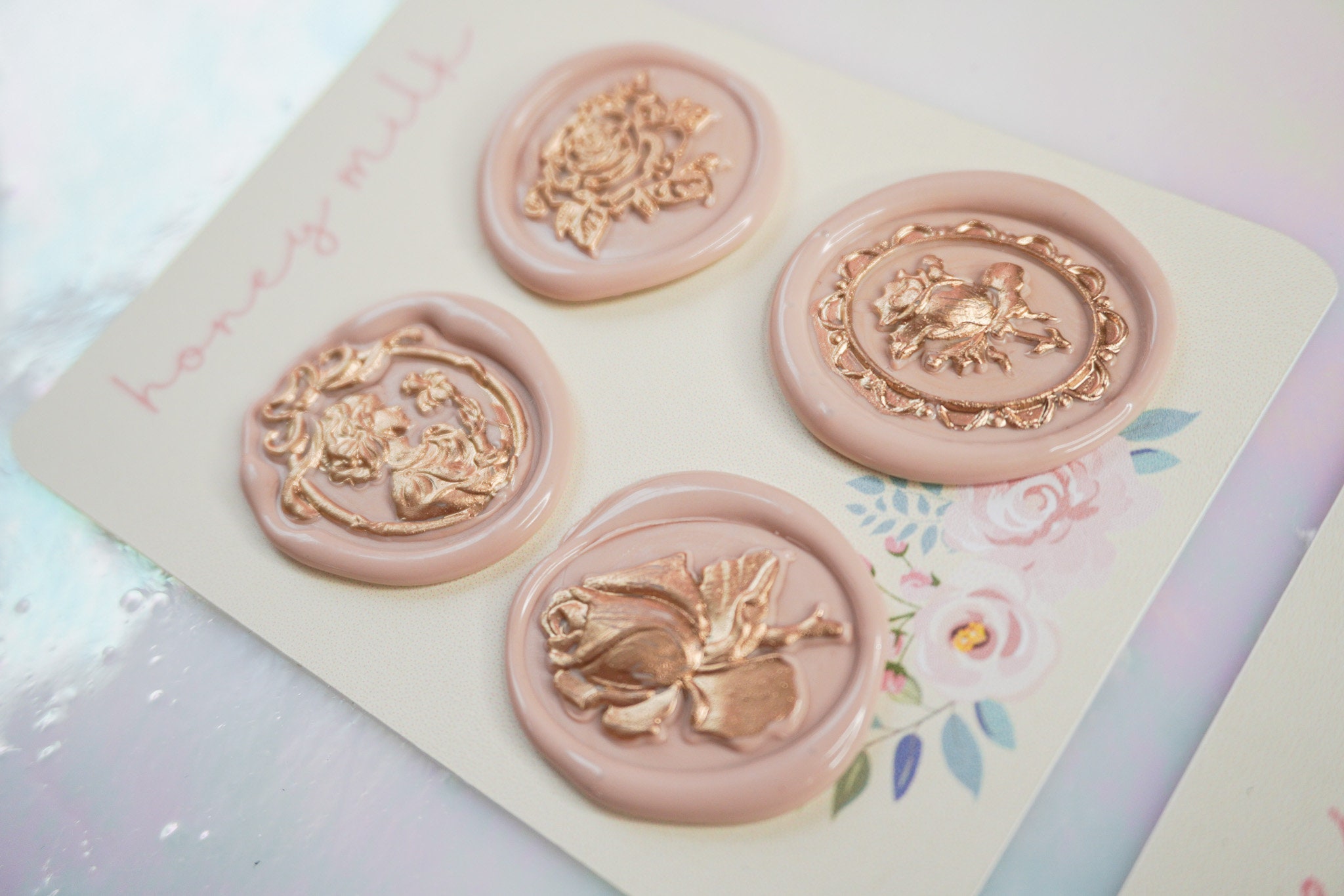 Coquette Light Pink and Gold Wax Seal Set | Aesthetic Stickers | Wax ...