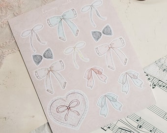 Sweet and Dainty Bow Ribbon Sticker Sheet | Journaling Stickers | Planner Stickers | Coquette