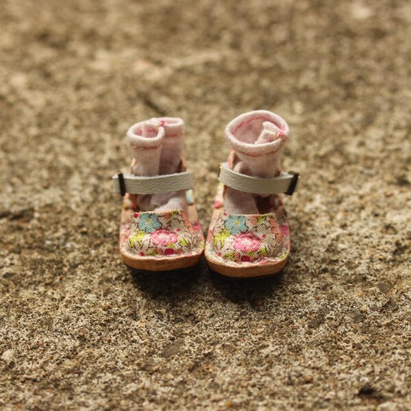 Mary Jane shoes Neemo/Neo Blythe and Lati : Fabric flower pink