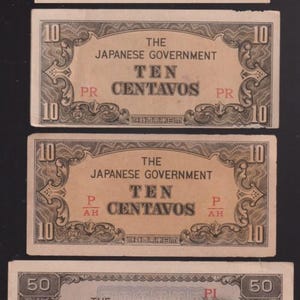 WWII 1942-45 Lot of 4 Japanese Occupation (JAPOC) notes in a crisp High Grade Condition! VERY Hard to find in these high grades!