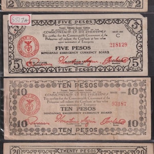 WWII 1943-44 Lot of 4 Mindanao Japanese Occupation (JAPOC) notes in very nice Grades, and getting hard to find!