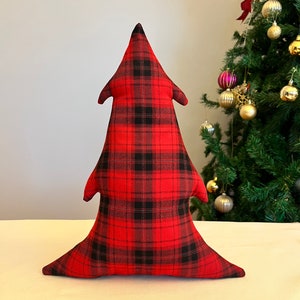 Christmas Tree Pillow, Red and BlackTartan Tree Pillow, Christmas Tree Cushion, Christmas Decoration,Christmas Tree Shaped Pillow, Xmas Tree