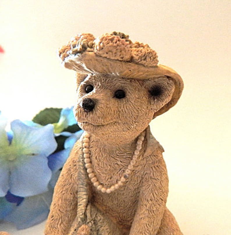 Bear Figurine Stone Critters Old Fashioned Female Bear Wearing Hat ...